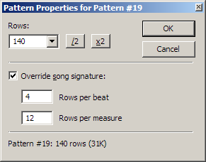 Per-pattern time signatures