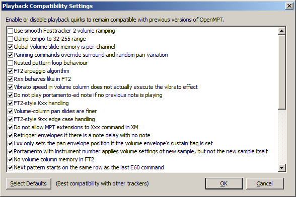 Legacy playback compatibility dialog